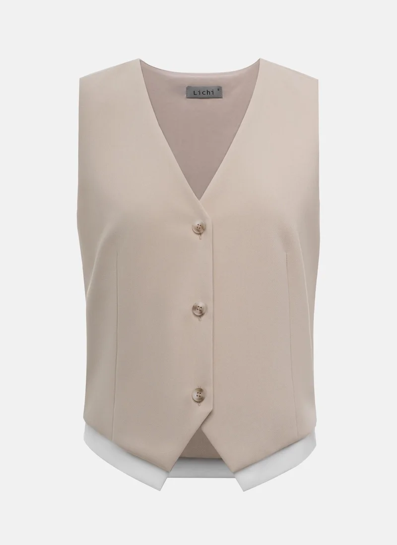 ليتشي صدرية مع إدراج متباين